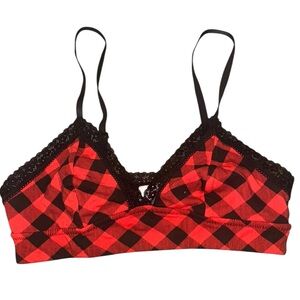 Jenni Red and Black Plaid Lace Bralette